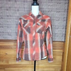 Wrangler Rustler XL Plaid Shirt in Red and Brown